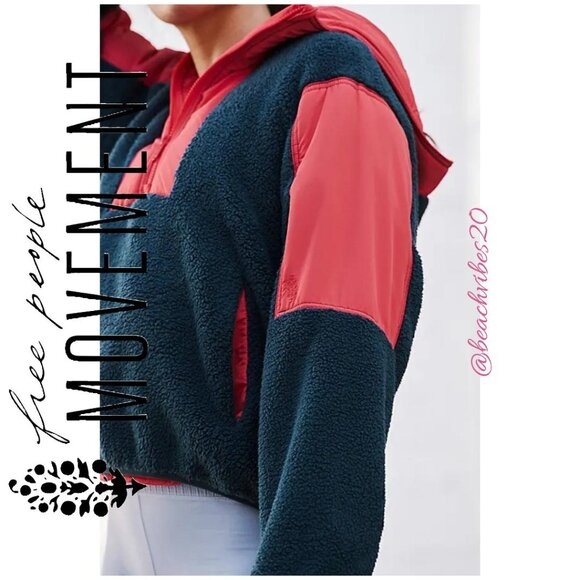 FP MOVEMENT Lead The Pack Pullover Fleece Teal Coral Combo Medium NWT - Picture 4 of 5
